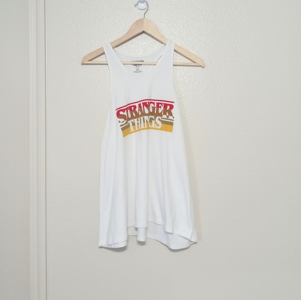 Stranger Things Graphic Casual white Tank Top nostalgic Women's Large - Picture 2 of 6